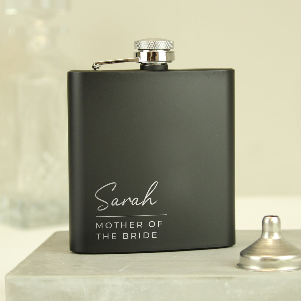 Personalised Free Text Script Black Hip Flask | Gift for Him