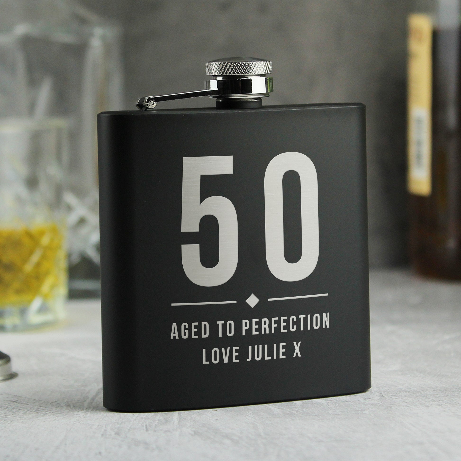 Personalised Big Numbers Black Hip Flask - Hip Flask - Inspired Creative Gifts