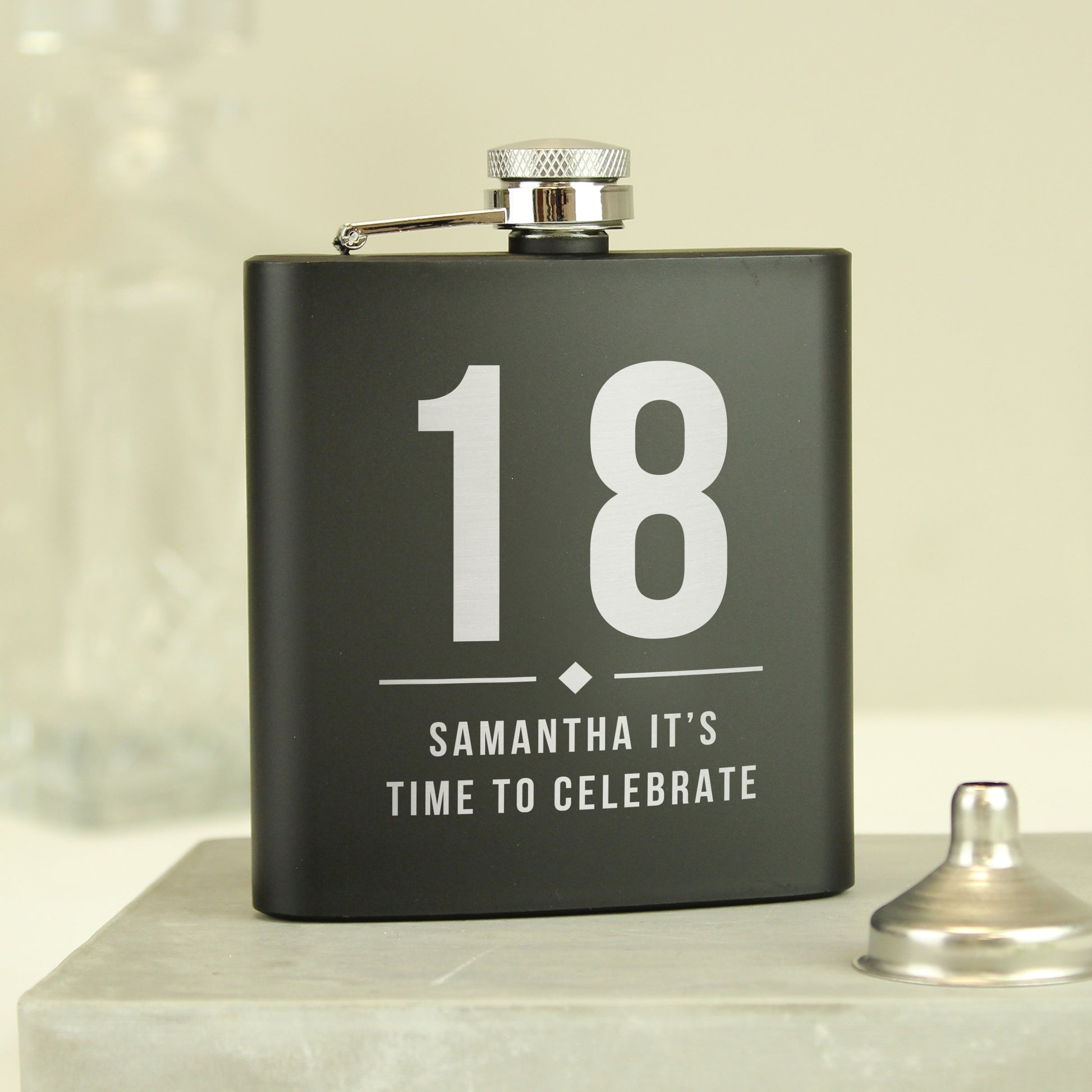 Personalised Big Numbers Black Hip Flask - Hip Flask - Inspired Creative Gifts
