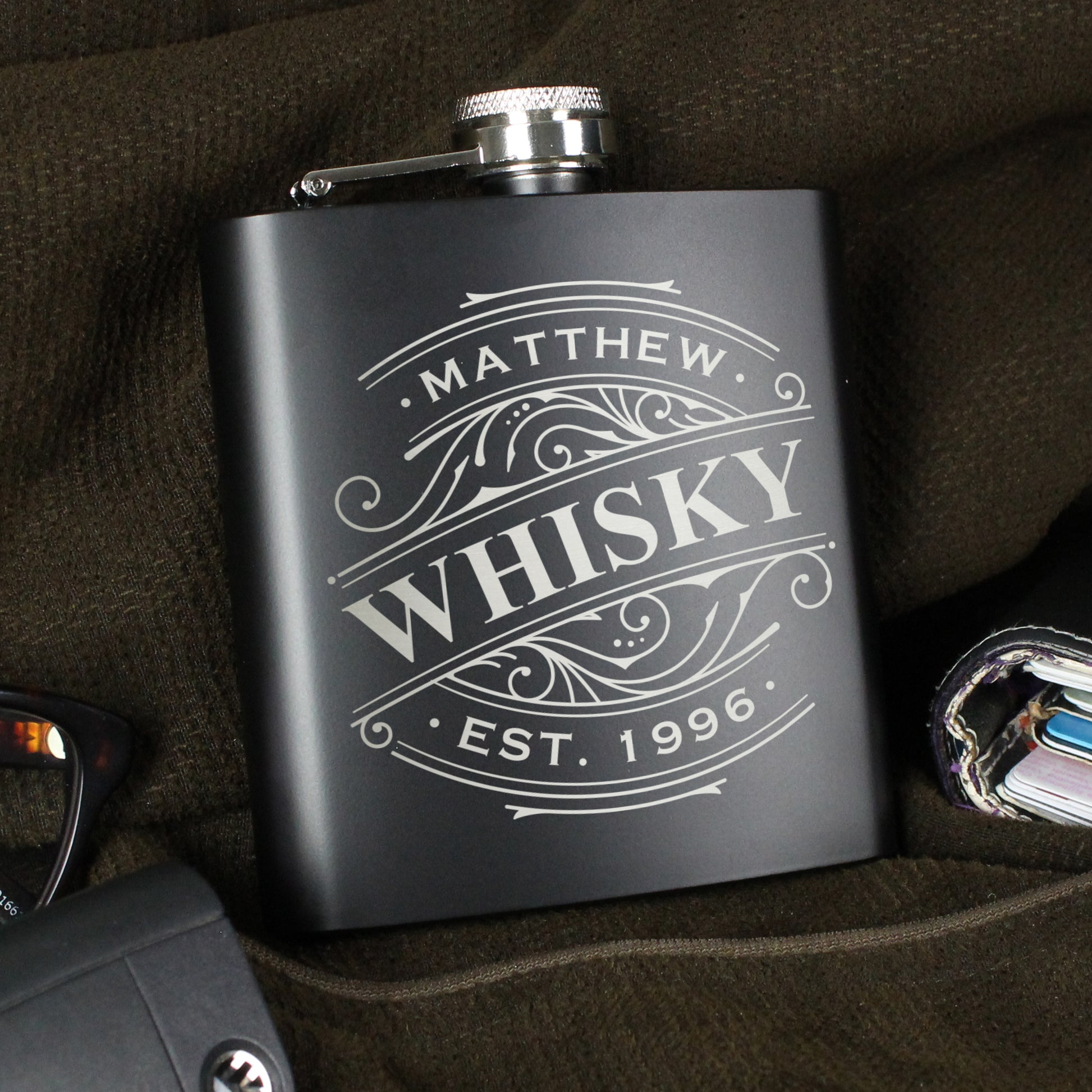 Personalised Spirit Black Hip Flask - Inspired Creative Gifts