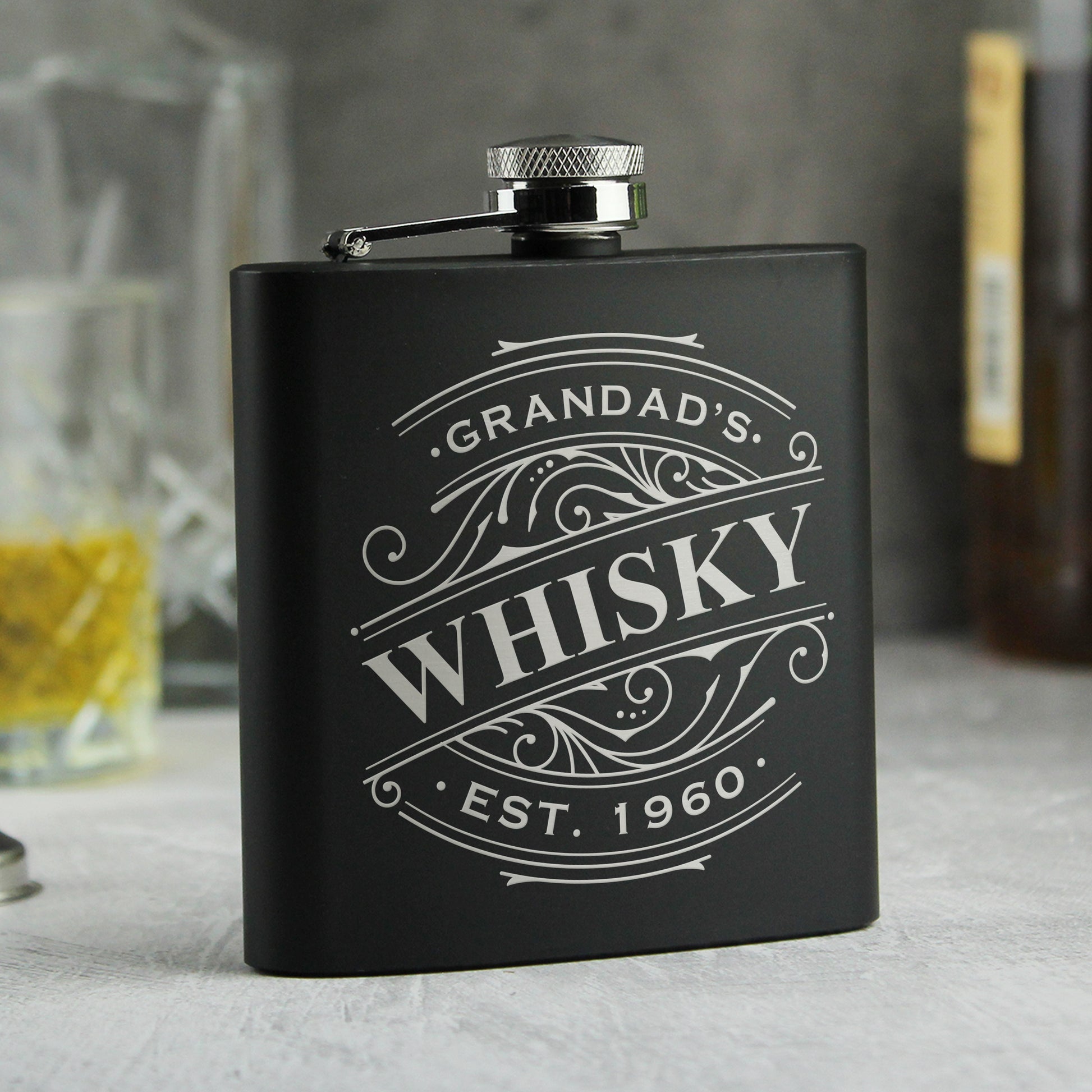 Personalised Spirit Black Hip Flask - Inspired Creative Gifts