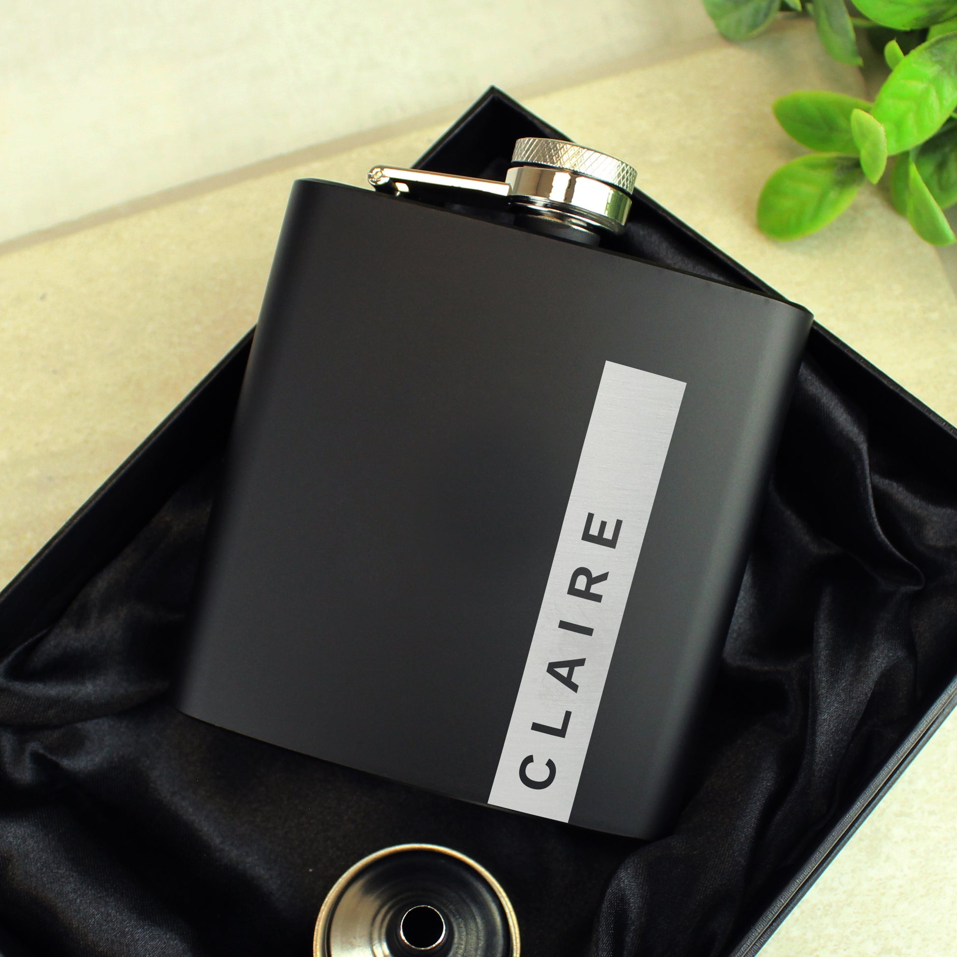 Personalised Name Only Black Hip Flask - Inspired Creative Gifts