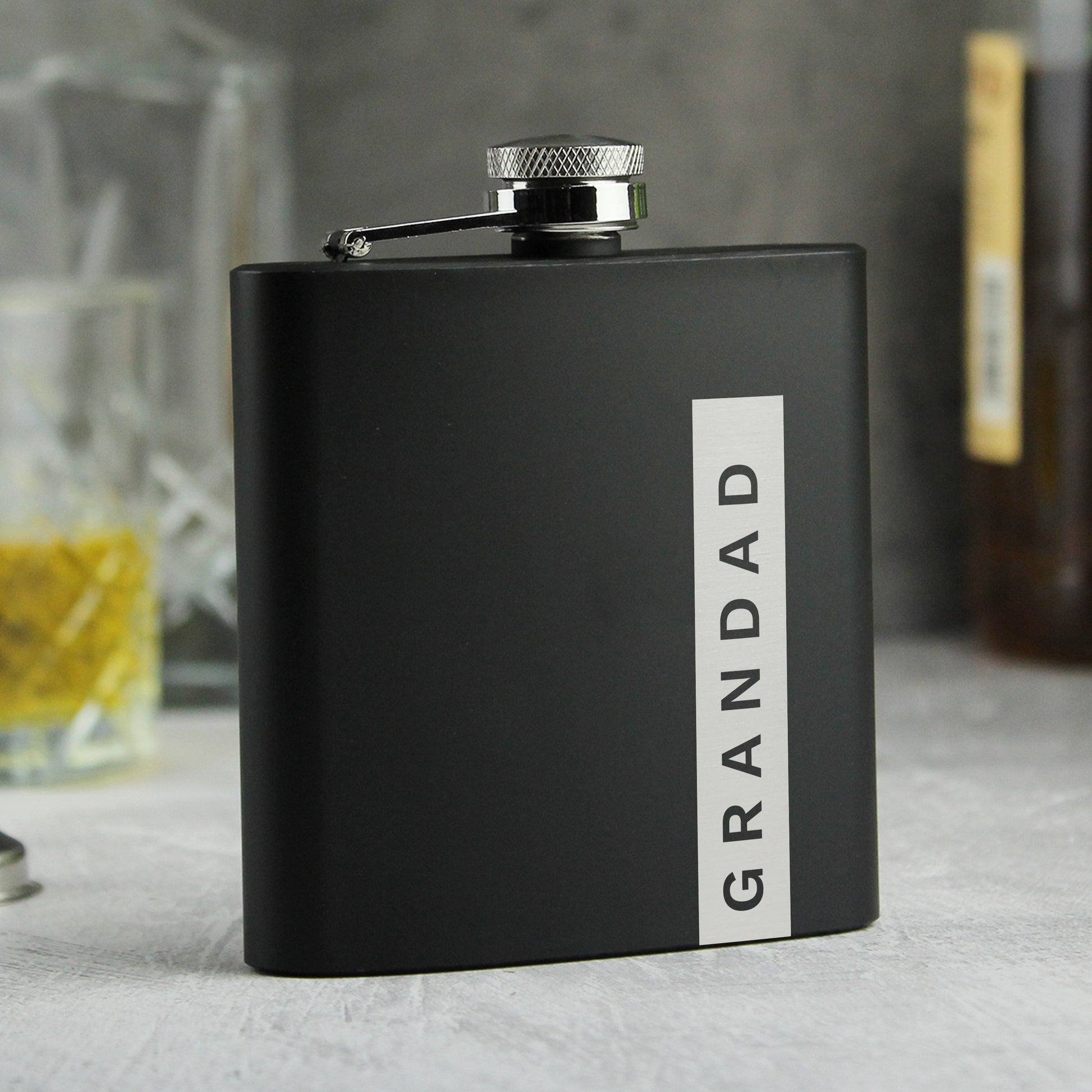 Personalised Name Only Black Hip Flask - Inspired Creative Gifts