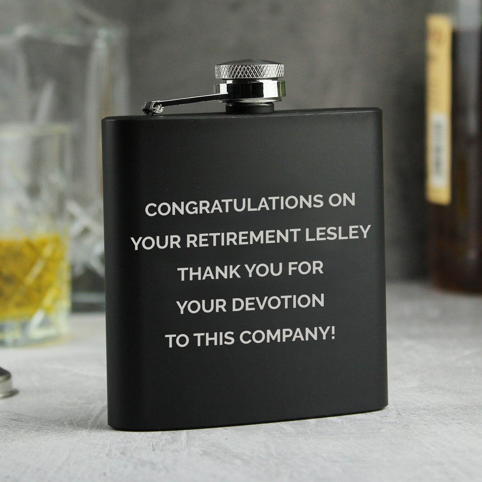 Personalised Free Text Black Hip Flask - Inspired Creative Gifts