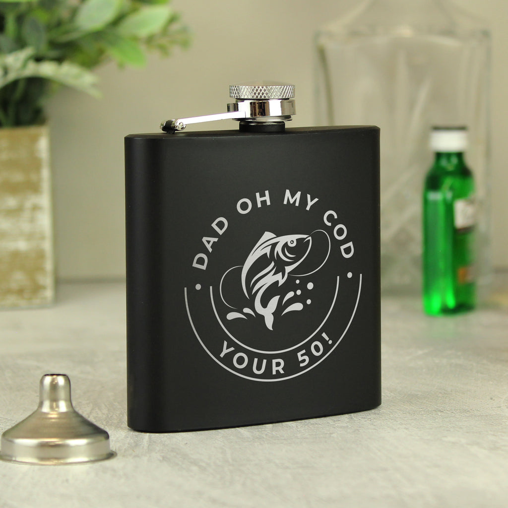 Personalised Fishing Black Hip Flask - Hip Flask - Inspired Creative Gifts