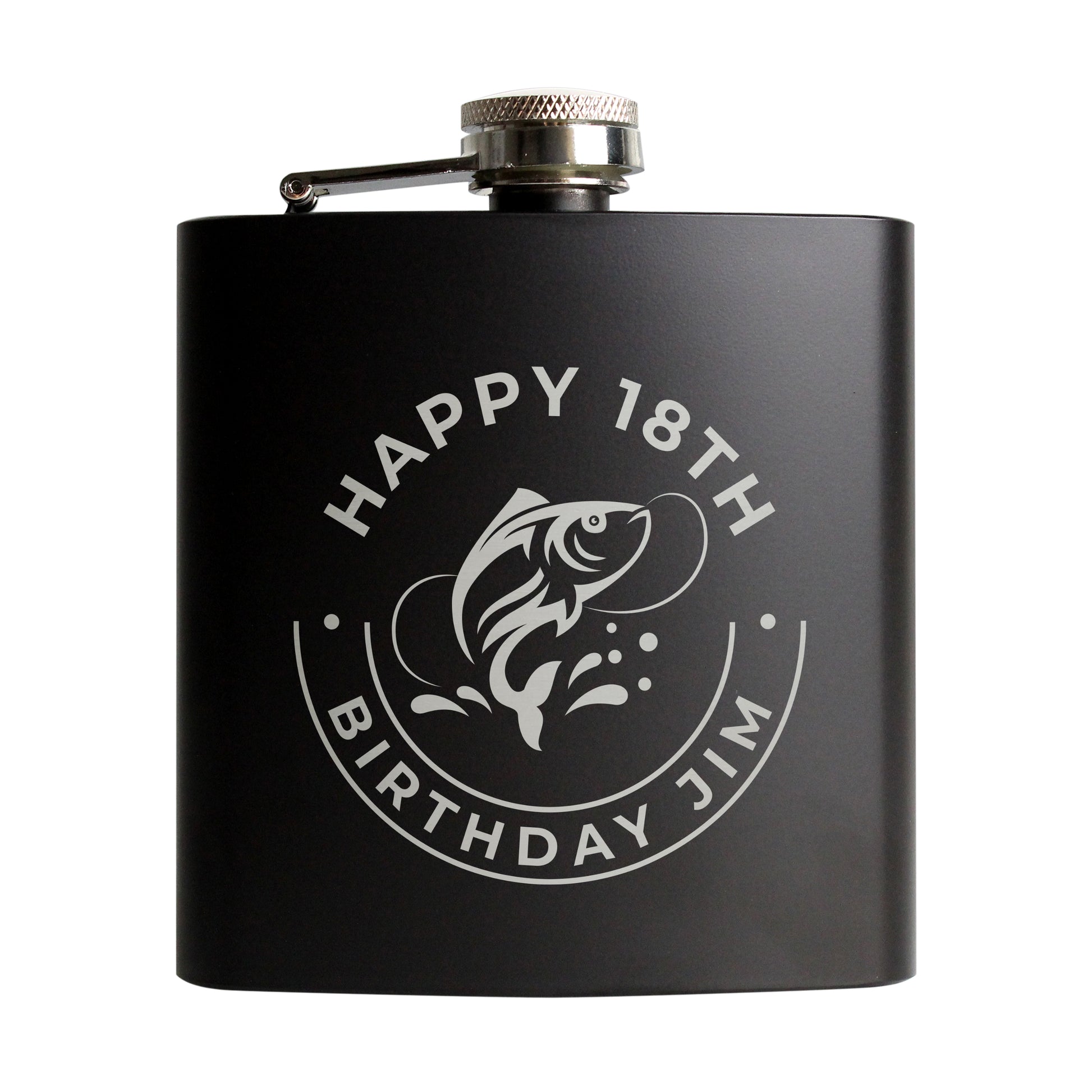 Personalised Fishing Black Hip Flask - Inspired Creative Gifts