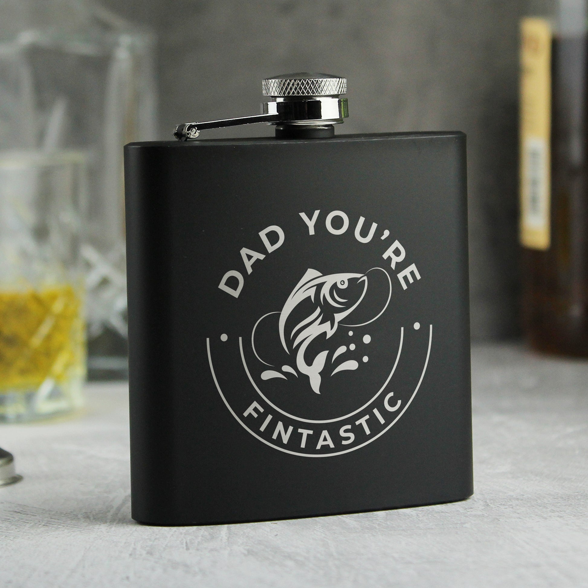 Personalised Fishing Black Hip Flask - Inspired Creative Gifts