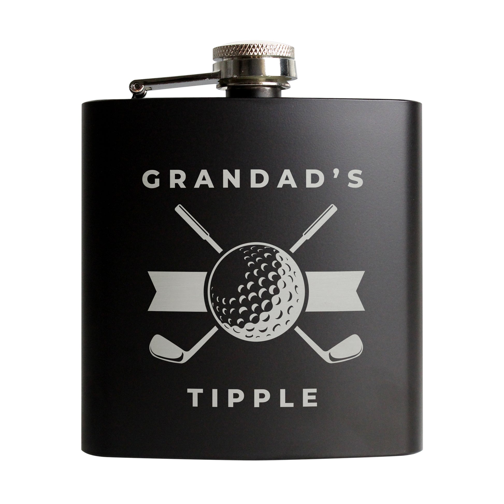 Personalised Golf Black Hip Flask - Inspired Creative Gifts