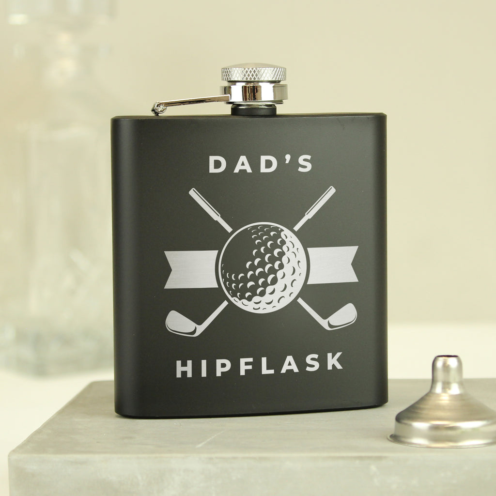 Personalised Golf Black Hip Flask - Hip Flask - Inspired Creative Gifts