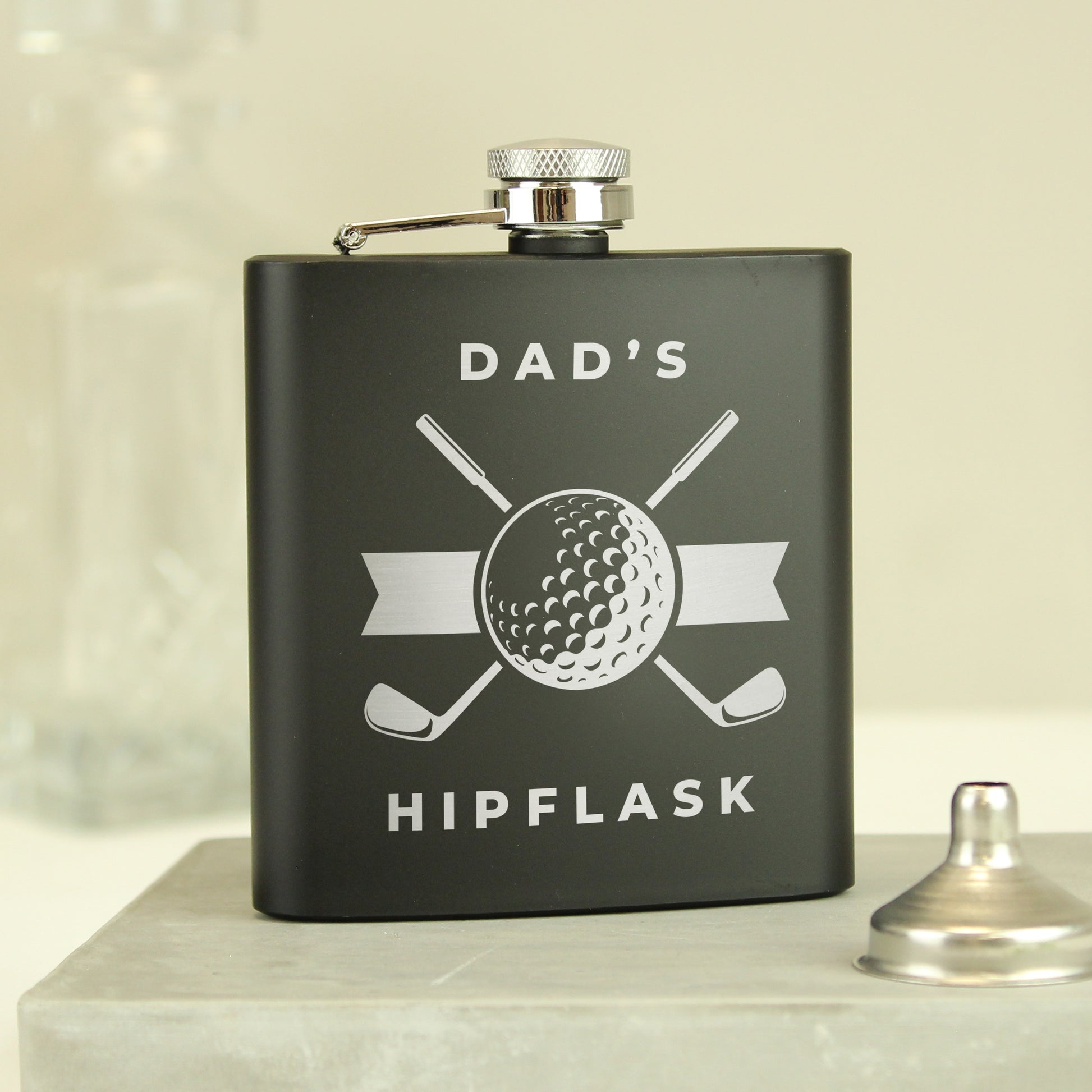 Personalised Golf Black Hip Flask - Inspired Creative Gifts
