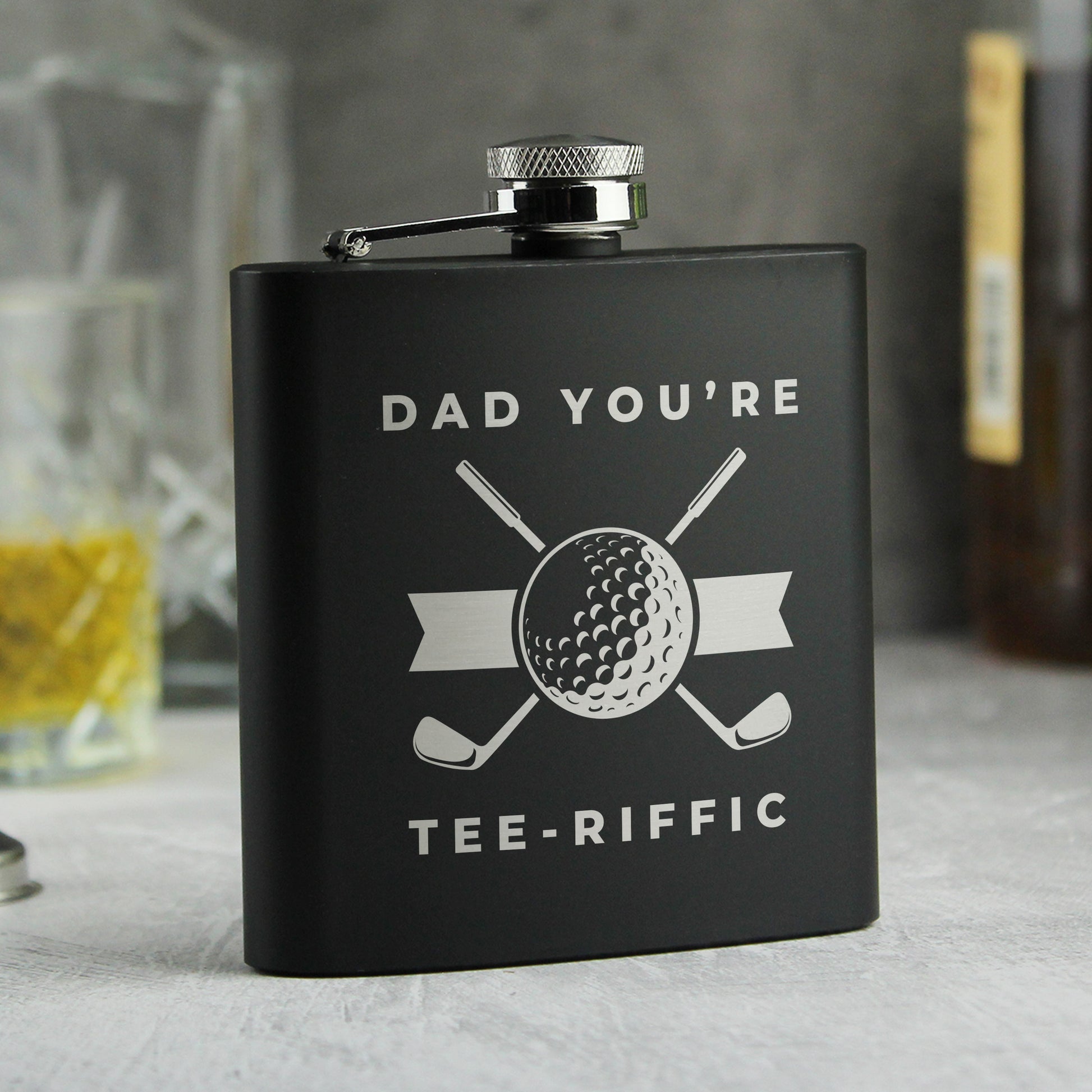 Personalised Golf Black Hip Flask - Inspired Creative Gifts
