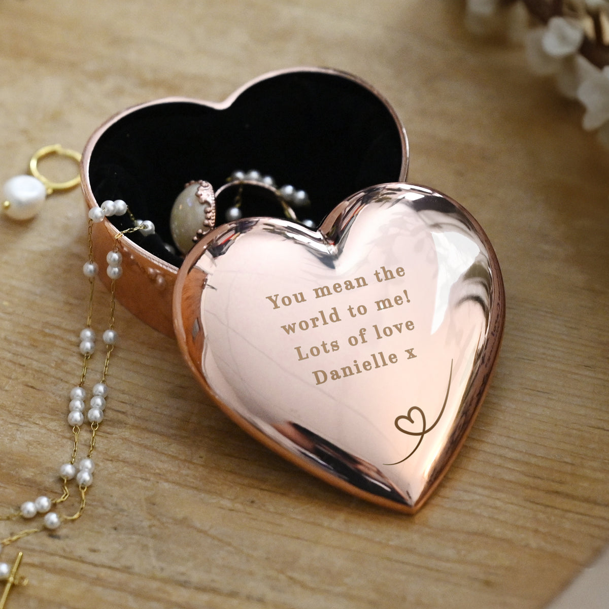 Personalised Rose Gold Heart Trinket Box | Trinket, Jewellery & Keepsake Boxes | Inspired Creative Gifts