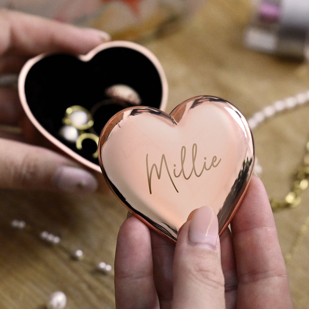 Personalised Engraved Rose Gold Heart Trinket Box | Gift for Her