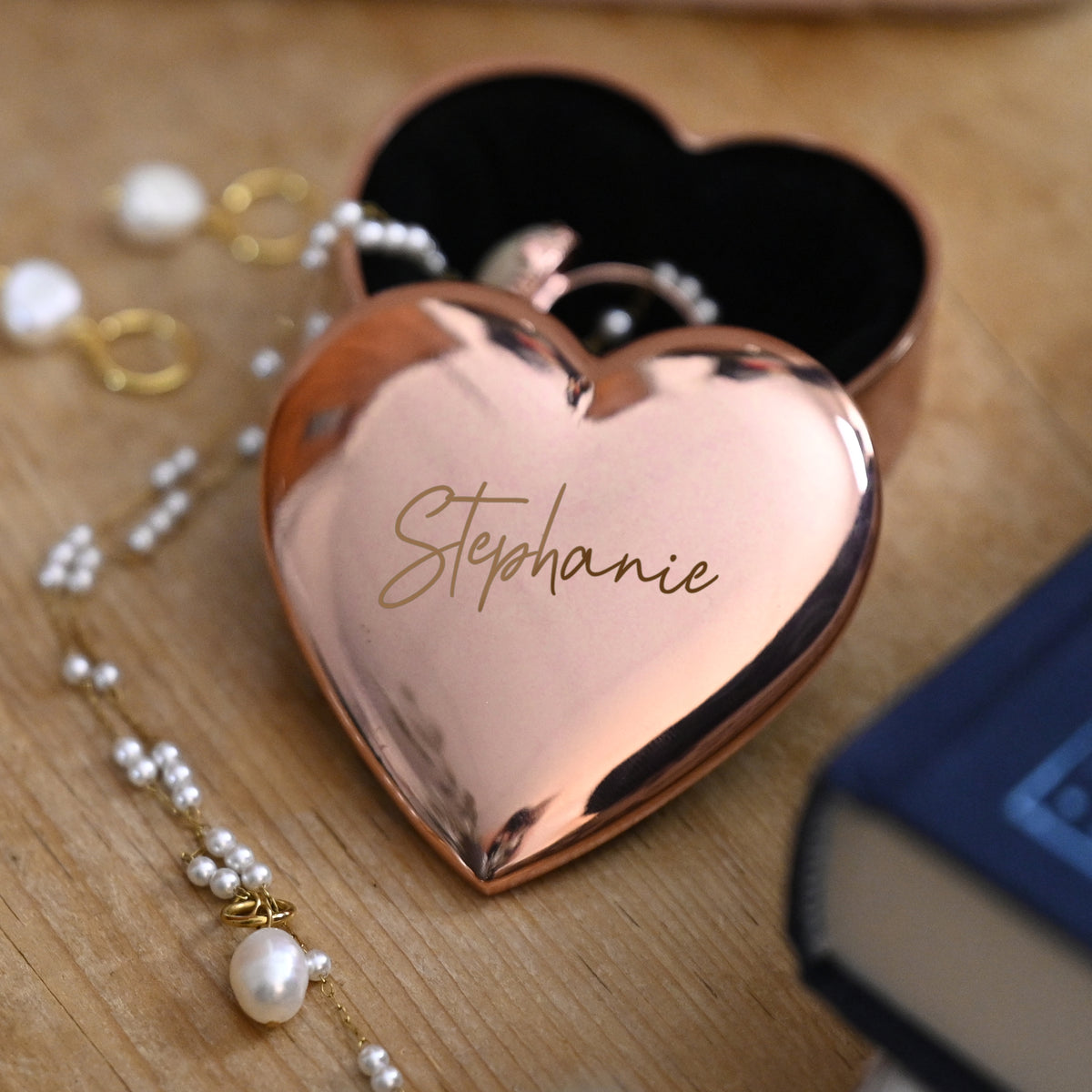 Personalised Engraved Rose Gold Heart Trinket Box | Gift for Her