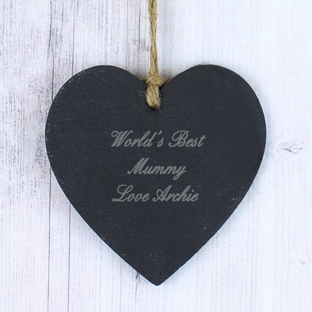 Personalised Script Engraved Slate Heart Decoration | Hanging Decorations & Signs | Inspired Creative Gifts