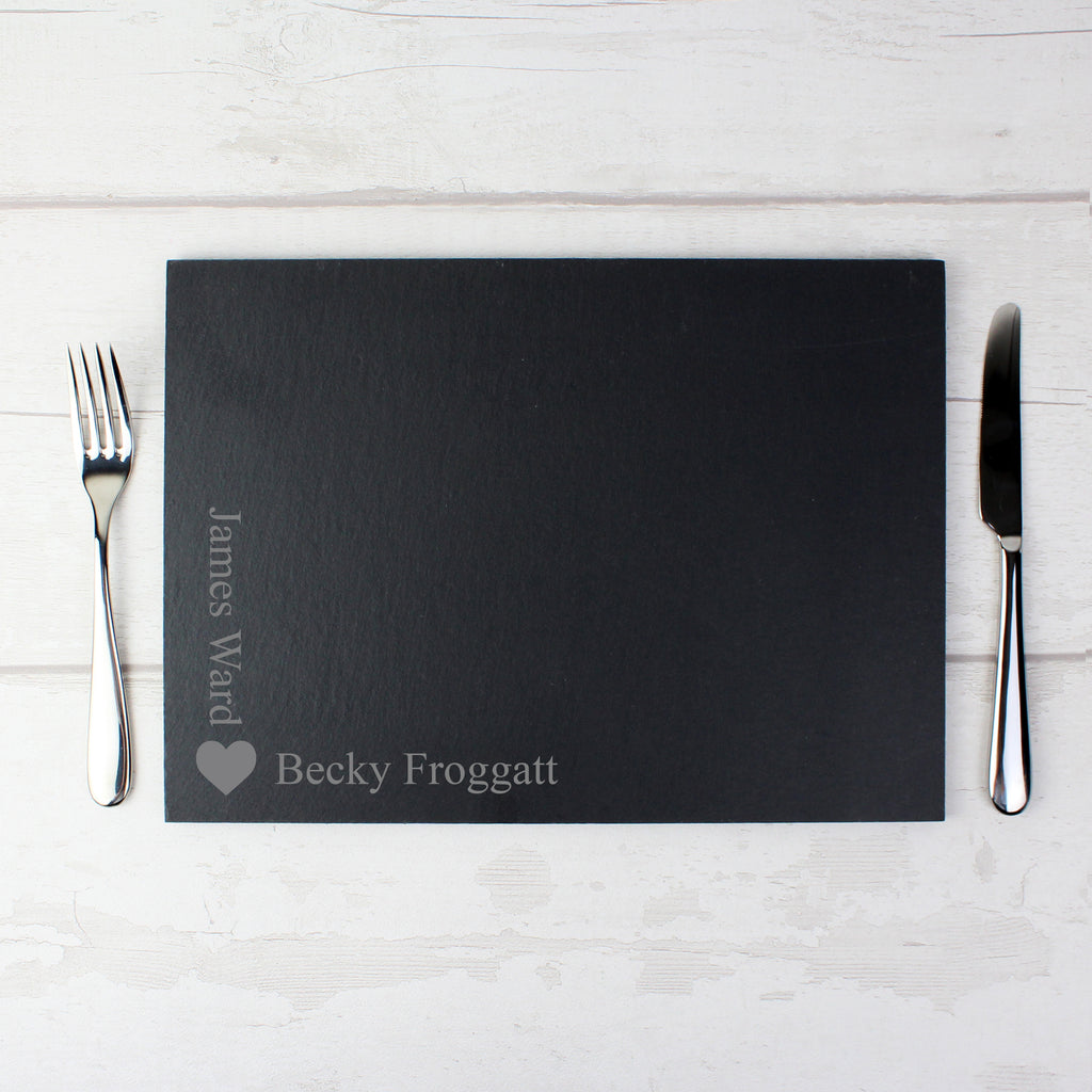 Personalised Heart Motif Slate Placemat | Kitchen, Baking & Dining Gifts | Wedding Gift