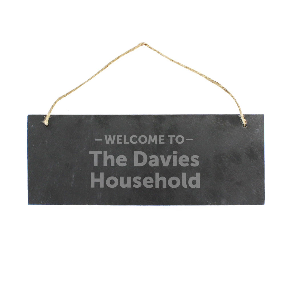 Personalised Welcome To... Hanging Slate Plaque | Hanging Decorations & Signs | Inspired Creative Gifts