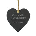 Personalised Just Married... Slate Heart Decoration | Hanging Decorations & Signs | Inspired Creative Gifts