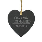 Personalised Just Married... Slate Heart Decoration | Hanging Decorations & Signs | Inspired Creative Gifts
