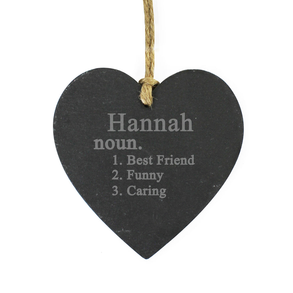 Personalised Word Definition Slate Heart Decoration | Hanging Decorations & Signs