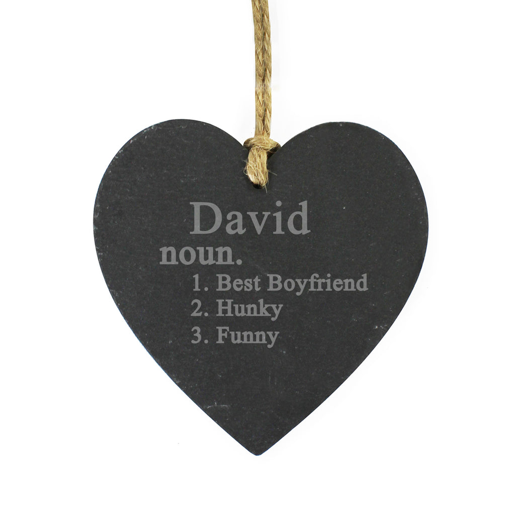Personalised Word Definition Slate Heart Decoration | Hanging Decorations & Signs