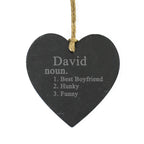 Personalised Word Definition Slate Heart Decoration | Hanging Decorations & Signs