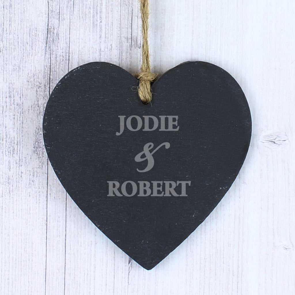 Personalised Couples Slate Heart Decoration | Hanging Decorations & Signs | Inspired Creative Gifts