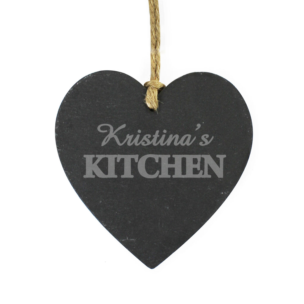Personalised Kitchen Slate Heart Decoration | Hanging Decorations & Signs