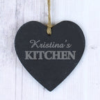Personalised Kitchen Slate Heart Decoration | Hanging Decorations & Signs