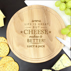 Personalised Cheese Makes Life Better... Wooden Cheese Board | Christmas Gift