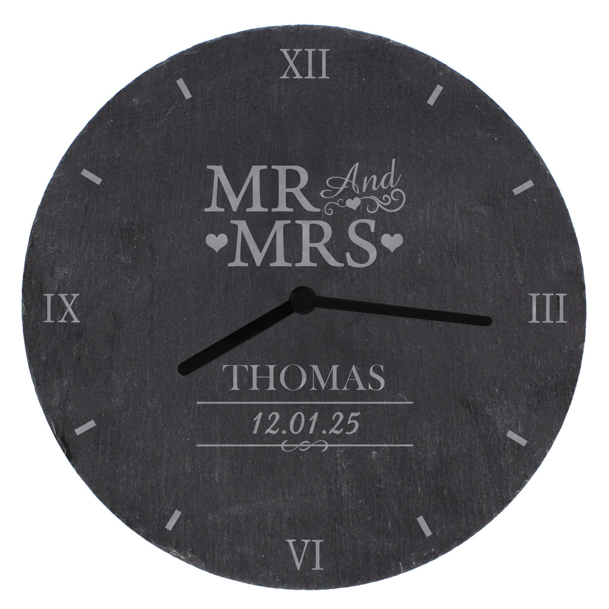Personalised Mr & Mrs Slate Clock - Wall Clock - Inspired Creative Gifts