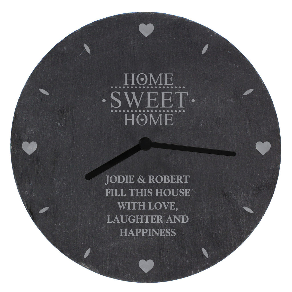 Personalised Home Sweet Home Slate Clock - Clocks & Watches - Inspired Creative Gifts