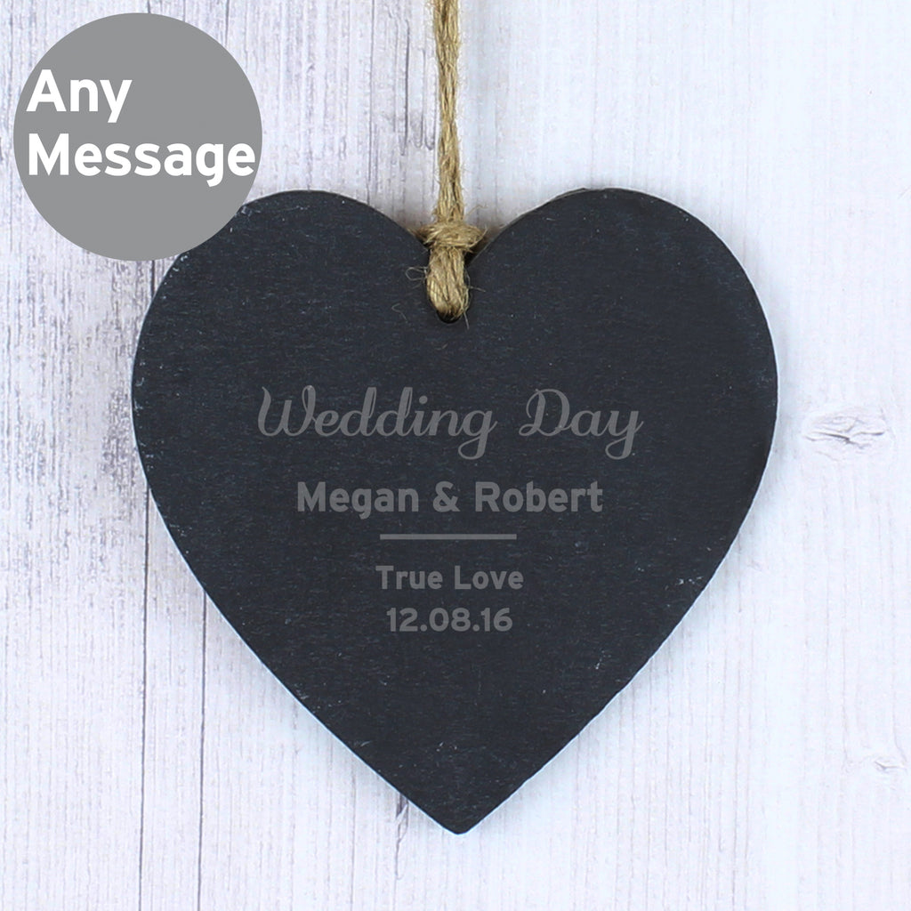 Personalised Classic Slate Heart Decoration | Hanging Decorations & Signs