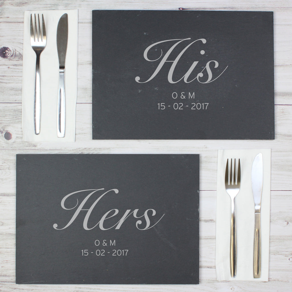 Personalised His and Hers Slate Placemat Set | Wedding Gift