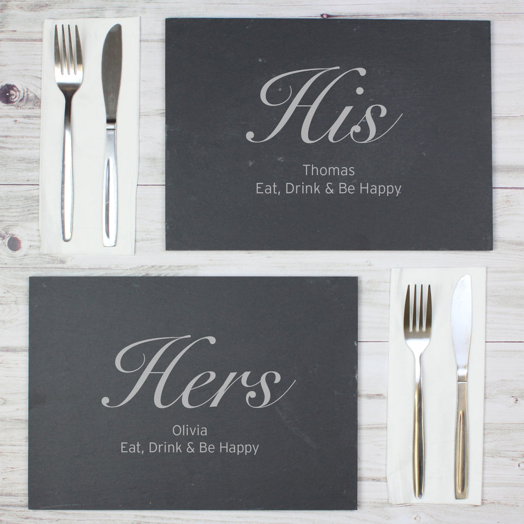 Personalised His and Hers Slate Placemat Set | Wedding Gift