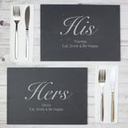 Personalised His and Hers Slate Placemat Set | Wedding Gift