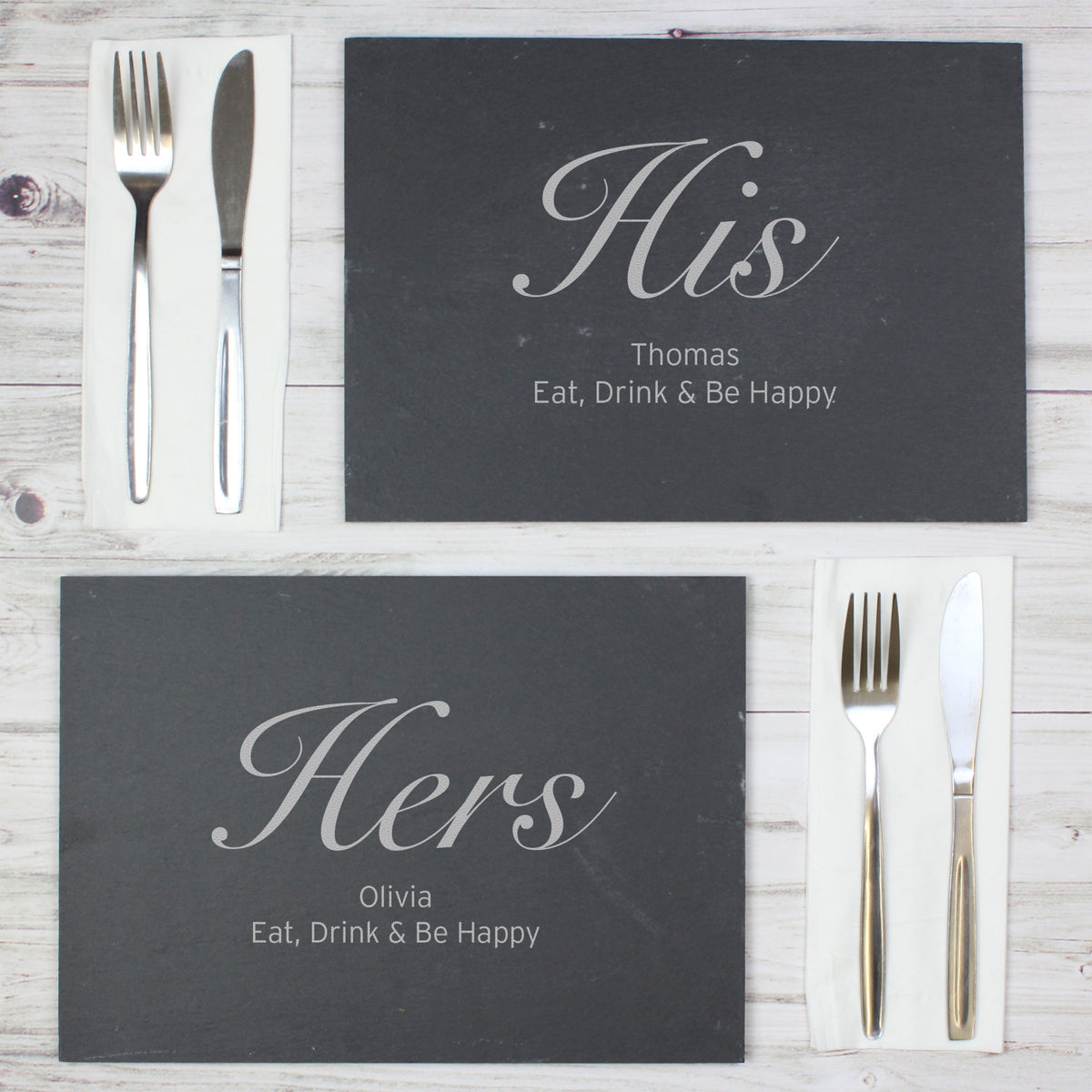 Personalised His and Hers Slate Placemat Set | Wedding Gift