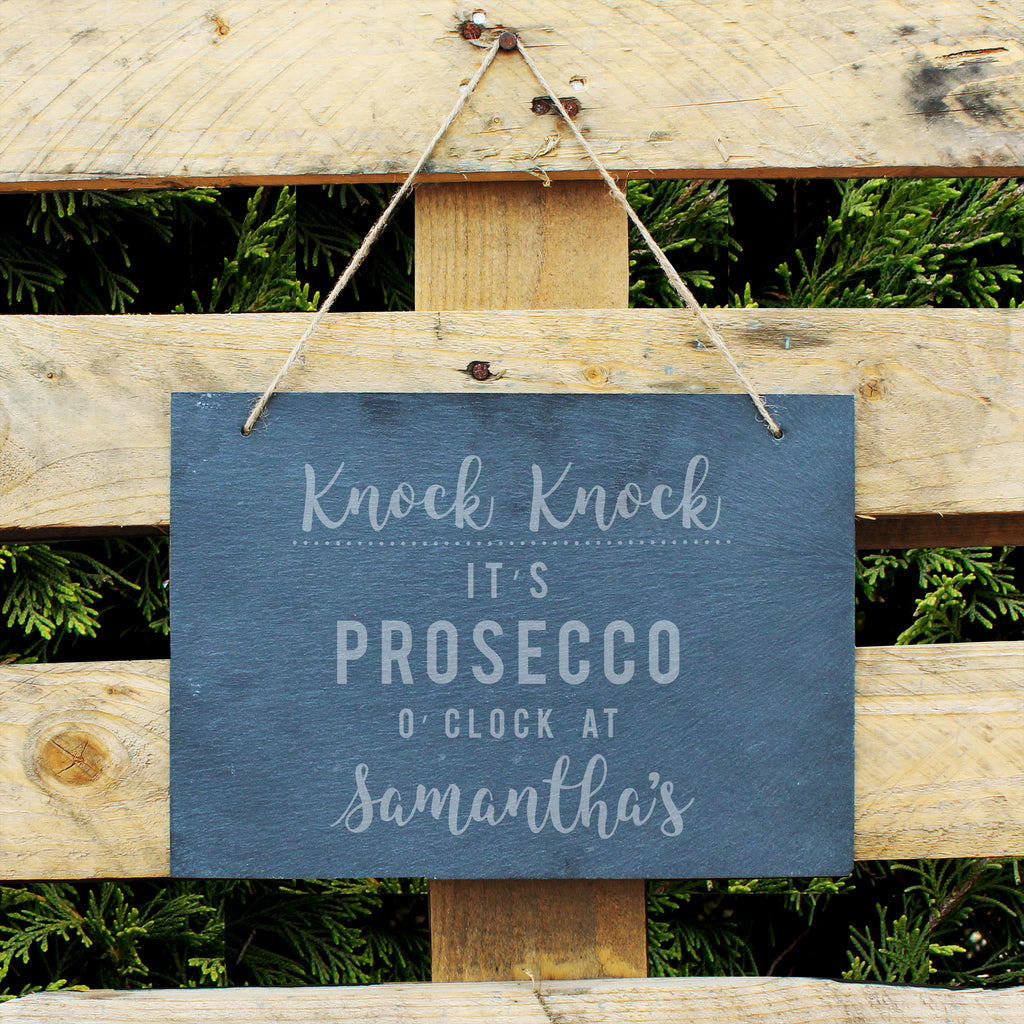 Personalised Prosecco O'Clock Large Hanging Slate Sign | Mother's Day Gift