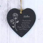 Personalised Rose Slate Heart Decoration | Hanging Decorations & Signs | Mother's Day Gift