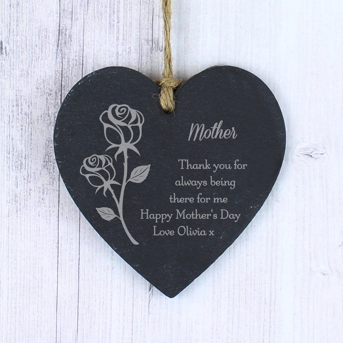 Personalised Rose Slate Heart Decoration | Hanging Decorations & Signs | Mother's Day Gift