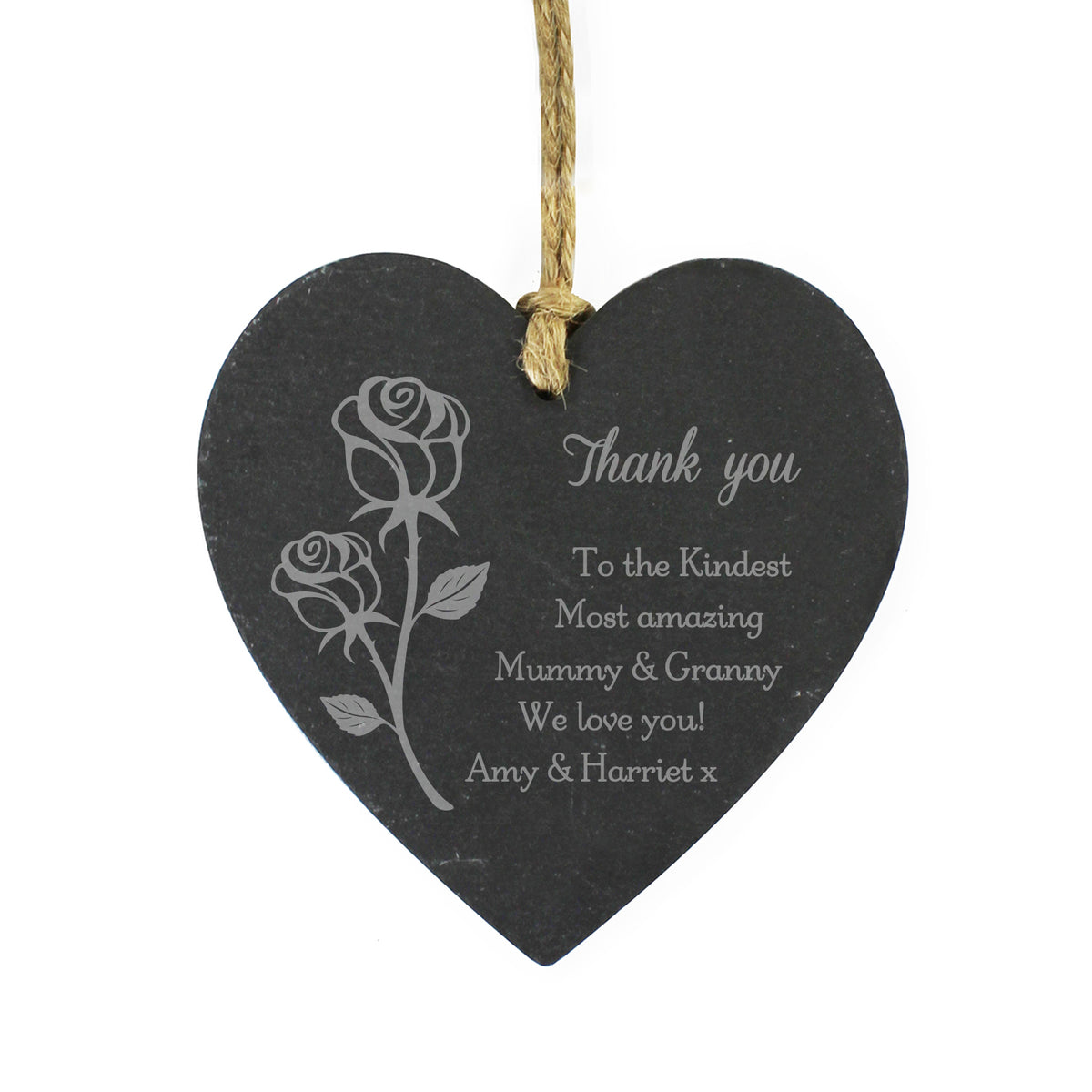 Personalised Rose Slate Heart Decoration | Hanging Decorations & Signs | Mother's Day Gift