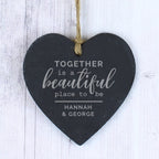 Personalised Together Slate Heart Decoration | Hanging Decorations & Signs | Inspired Creative Gifts