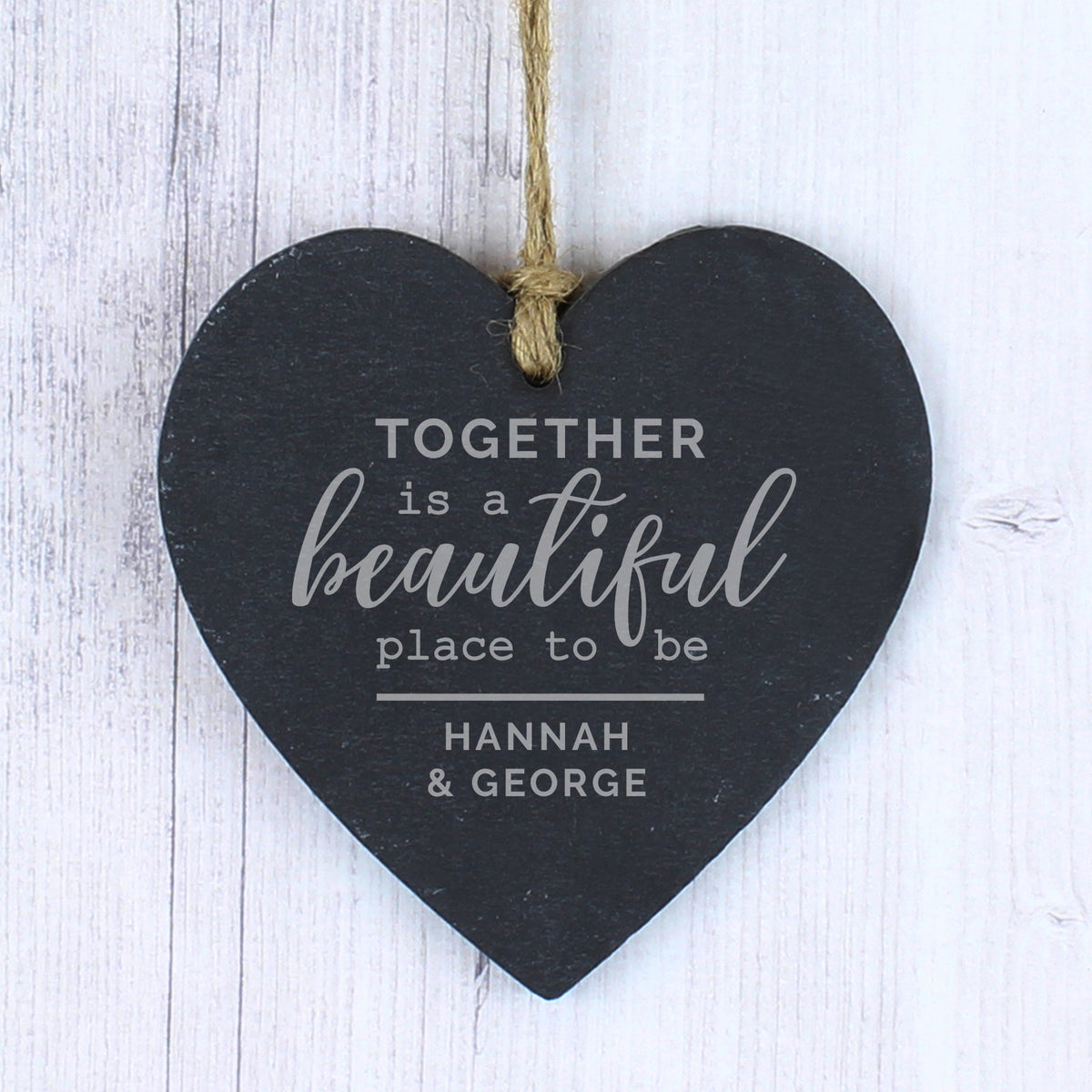 Personalised Together Slate Heart Decoration | Hanging Decorations & Signs | Inspired Creative Gifts