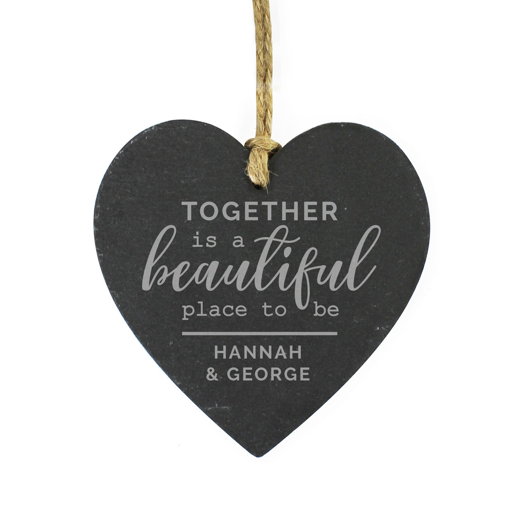 Personalised Together Slate Heart Decoration | Hanging Decorations & Signs | Inspired Creative Gifts