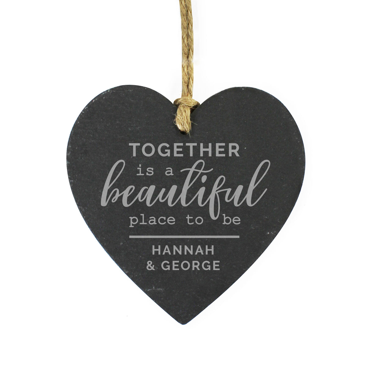 Personalised Together Slate Heart Decoration | Hanging Decorations & Signs | Inspired Creative Gifts