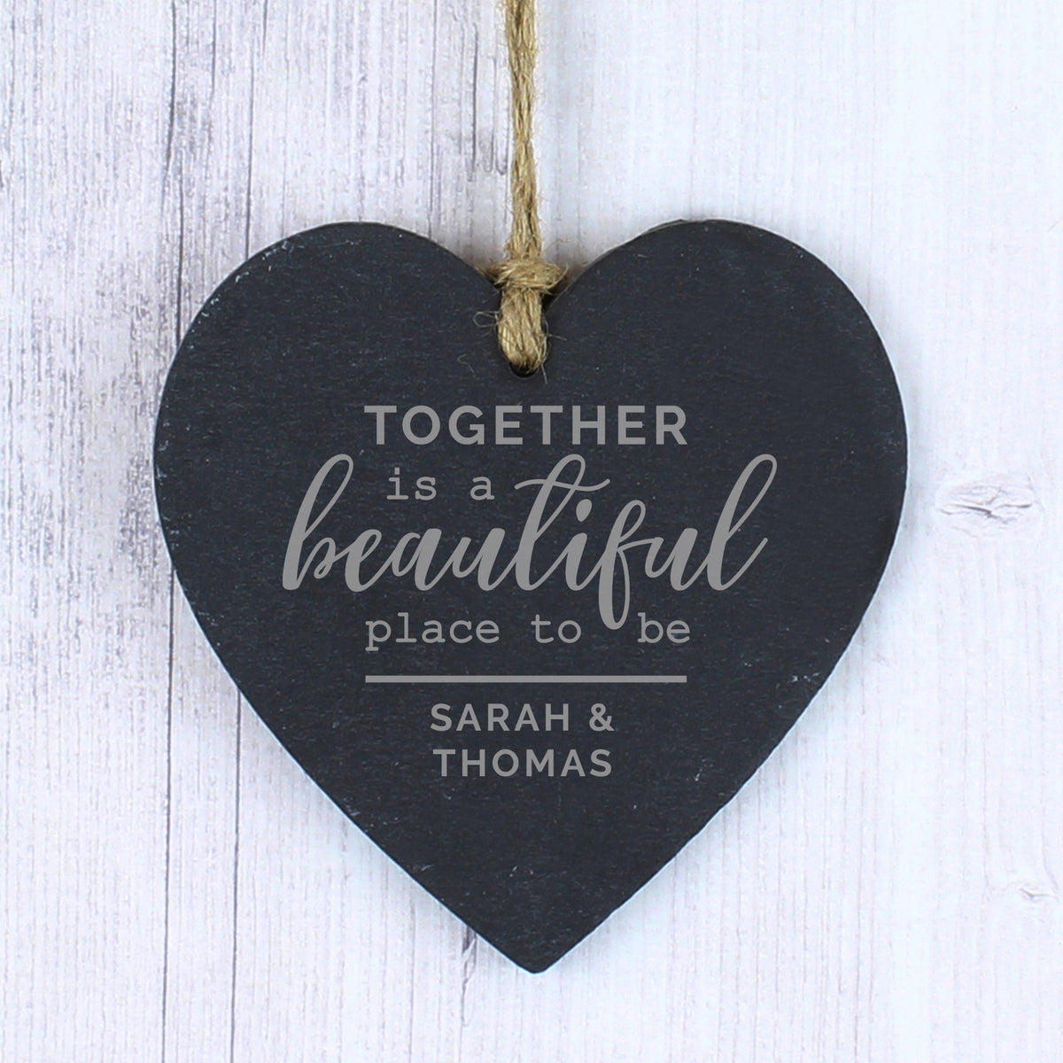 Personalised Together Slate Heart Decoration | Hanging Decorations & Signs | Inspired Creative Gifts