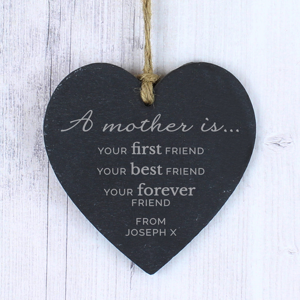 Personalised 'A Mother Is' Slate Heart Decoration | Hanging Decorations & Signs | Mother's Day Gift