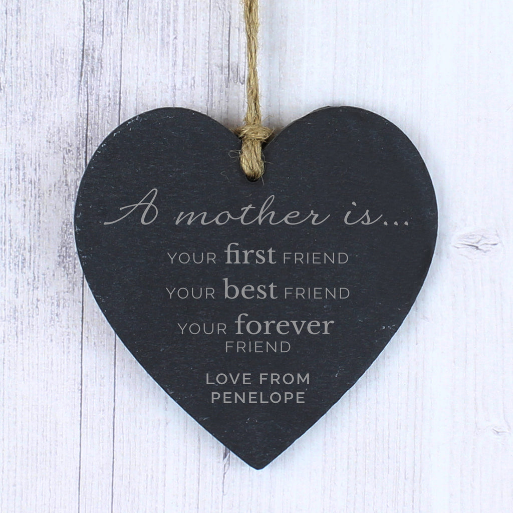 Personalised 'A Mother Is' Slate Heart Decoration | Hanging Decorations & Signs | Mother's Day Gift