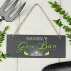 Personalised "Gin Bar" Printed Hanging Slate Plaque | Gift for Her