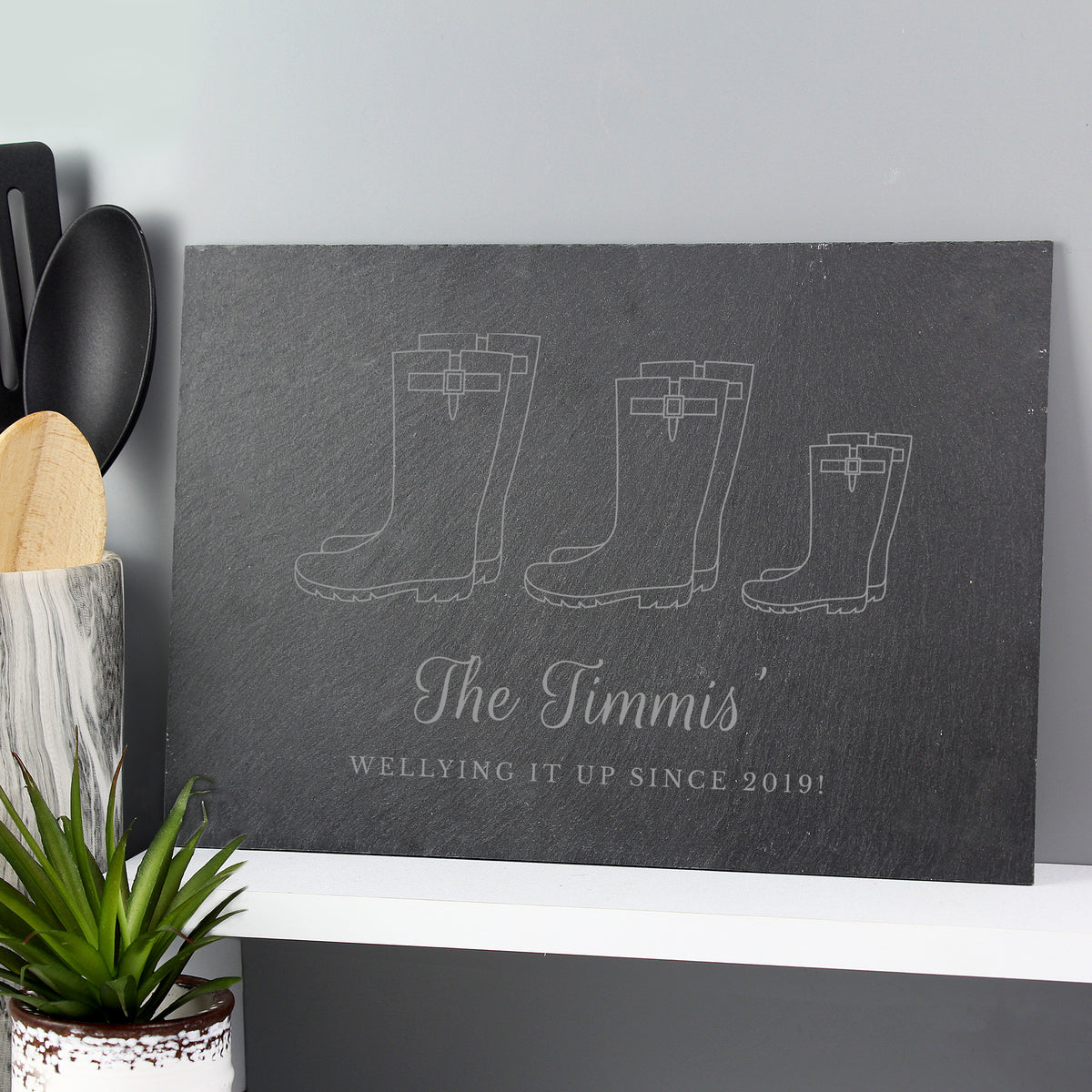 Personalised Welly Boot Family of Three Slate | Kitchen, Baking & Dining Gifts | Inspired Creative Gifts